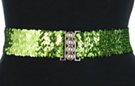 green sequin stretch belt with multi interlocking buckle