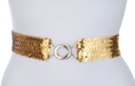 gold sequin stretch belt with silvertone maxi interlocking buckle