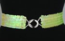 iridescent lime green sequin stretch belt with silvertone maxi interlocking buckle