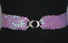 lavender sequin stretch belt with silvertone maxi interlocking buckle