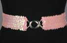 iridescent pink sequin stretch belt with silvertone maxi interlocking buckle