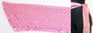 sequin sash belt, pink sequins and foil thread woven into pink cloth and doubled over--so sequins are on both sides. 3 inches wide by 65 inches long.