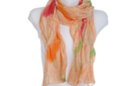 bleached apricot silk and poly pleated tulle scarf