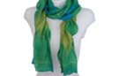bright green silk and poly pleated tulle scarf