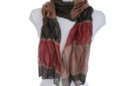 red, brown and black silk and poly pleated tulle scarf