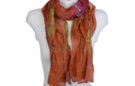 burnt orange silk and poly pleated tulle scarf