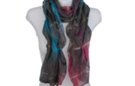 steel gray silk and poly pleated tulle scarf