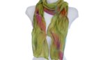 moss green silk and poly pleated tulle scarf