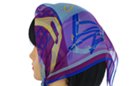 square silk scarf, ultramarine and purple