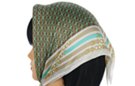 square satin silk scarf, aqua green and dark brown