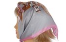 square satin silk scarf, silver and pink