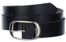 solid cowhide black leather belt with snap-off center bar buckle