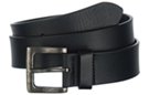 black top-grain oil-tanned leather belt, pewter buckle and leather keeper