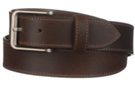 brown single ply leather belt and antique silver buckle
