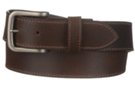 brown single ply leather belt and pewter buckle