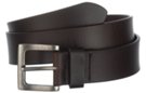 brown top-grain oil-tanned leather belt, pewter buckle and leather keeper