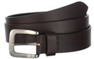 brown oil-tanned genuine leather basic jean belt with smooth finish and pewter buckle