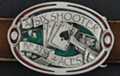 six shooter beats 4 aces enameled pewter western belt buckle
