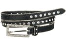 black single row skinny rhinestone leather belt