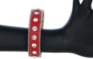 skinny red leather rhinestone bracelet