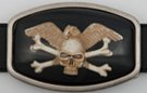 belt buckle, eagle over skull in clear resin
