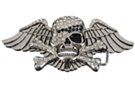 rhinestone skull and crossbones on wings big belt buckle