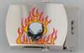 skull and flames decal steel military-style buckle