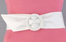 wrap-around soft synthetic leather slouch belt with white O-ring buckle