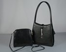 two-in-one: hardside shoulder purse with double arching straps and matching clutch