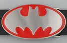 oval bat silhouette red enameled belt buckle