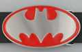 oval bat silhouette red enameled belt buckle