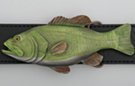 painted pewter life-like bass fish buckle with bottle opener