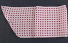 chiffon belt scarf with pink polka dots on white field