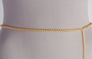 gold chain belt made of 29 inches of 1/4" medium rope chain and 14 inches of chain with heart-shaped pendant