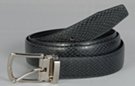gray snakeskin embossed dress belt with silver buckle