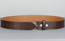 1-1/2" brown leather belt strap, snap closure