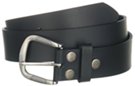 black solid leather belt with snap-off nickel polish buckle
