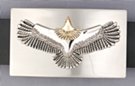 rectangular brass and chrome spread eagle belt buckle