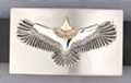 rectangular brass and chrome spread eagle belt buckle