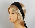 solid black satin headscarf attached to plastic headband