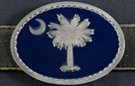 oval belt buckle with South Carolina crescent and palmetto