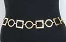 alternating squares and circles gold chain belt with tiny padlock tip