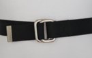 mens black cotton square-ring canvas belt with metal tip