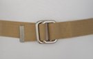 mens khaki cotton square-ring canvas belt, metal tip