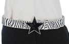 black star buckle on zebra stripe belt strap