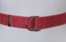 faded red stone wash cotton canvas belt with nickel polish D-rings