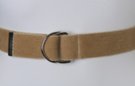 faded tan stone wash cotton canvas belt with nickel polish D-rings