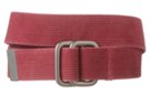 faded red stone wash cotton canvas belt with square zinc buckle rings
