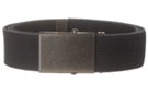 black wide stone-washed cotton web belt with antique silver military style buckle