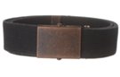 faded black wide stone-washed cotton web belt with antique bronze military style buckle